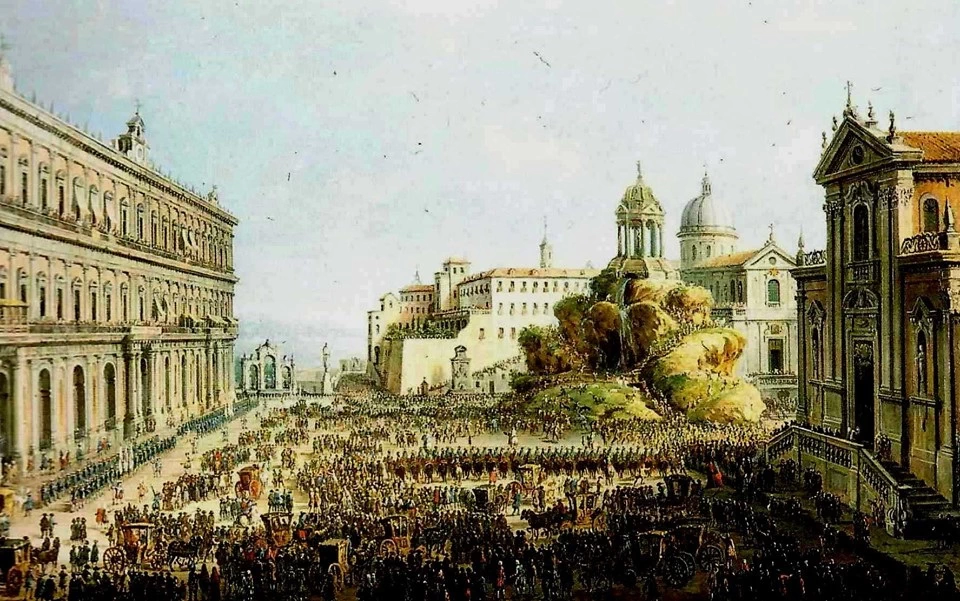 Largo di Palazzo durante una festa della cuccagna, Napoli